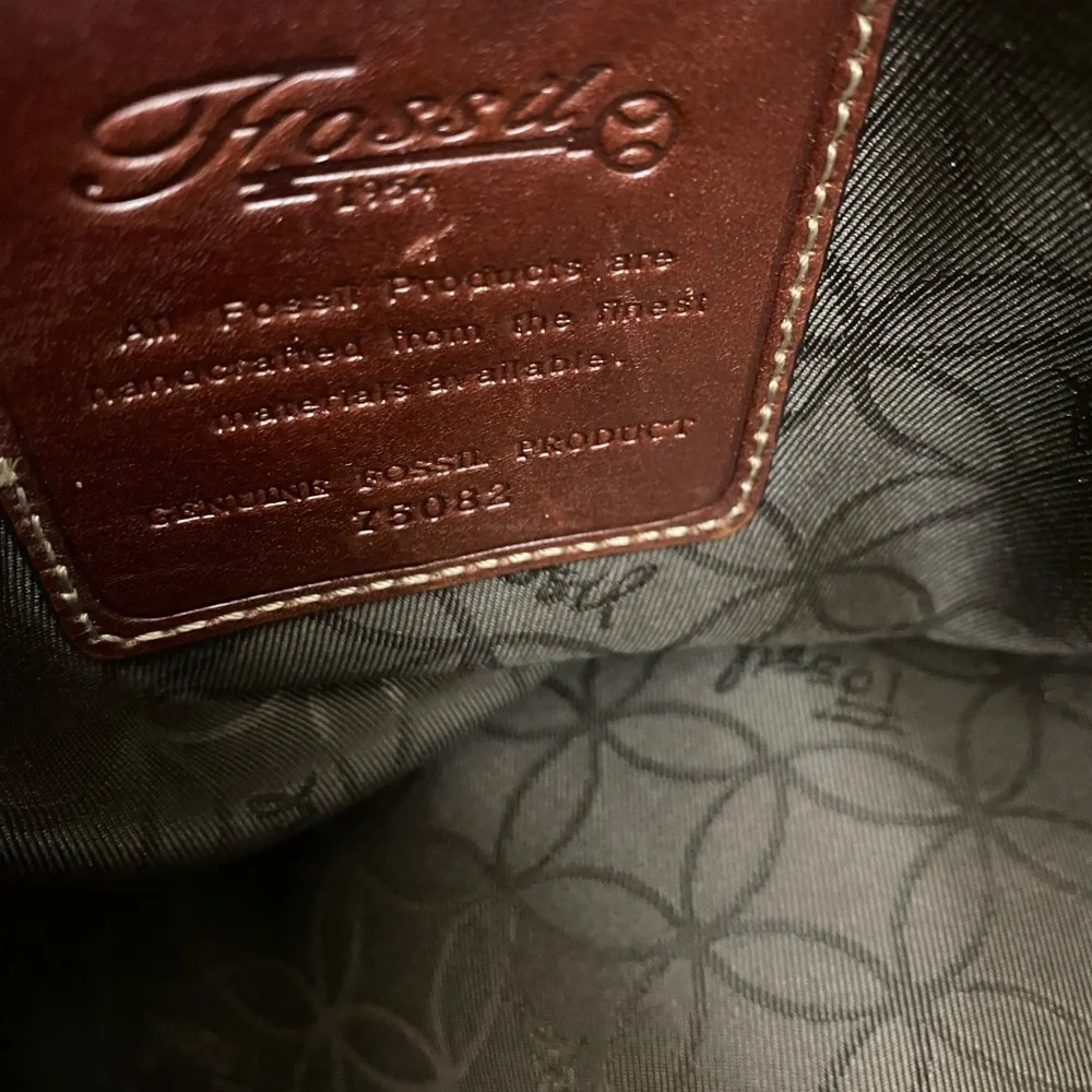 Fossil Vintage Rich Brown Leather Business Laptop Bag Double Handles